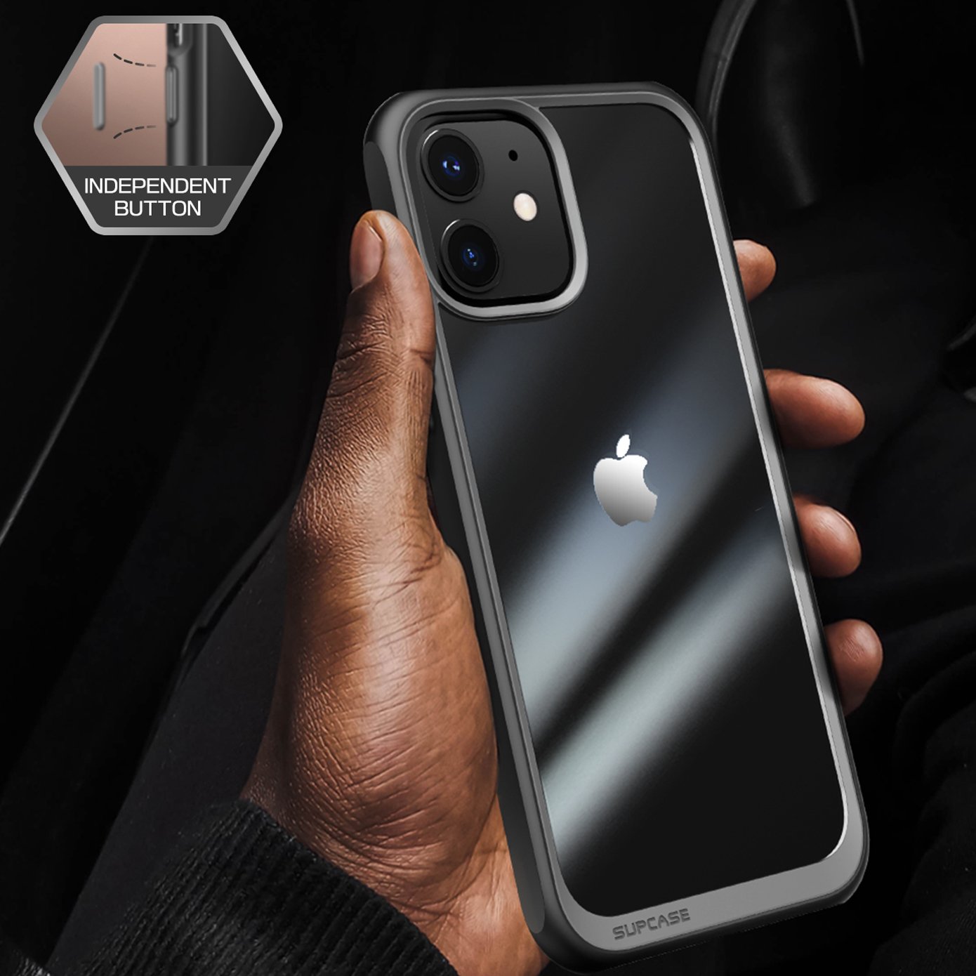 iPhone 12 6.1 inch Unicorn Beetle Style Slim Clear Case-Black