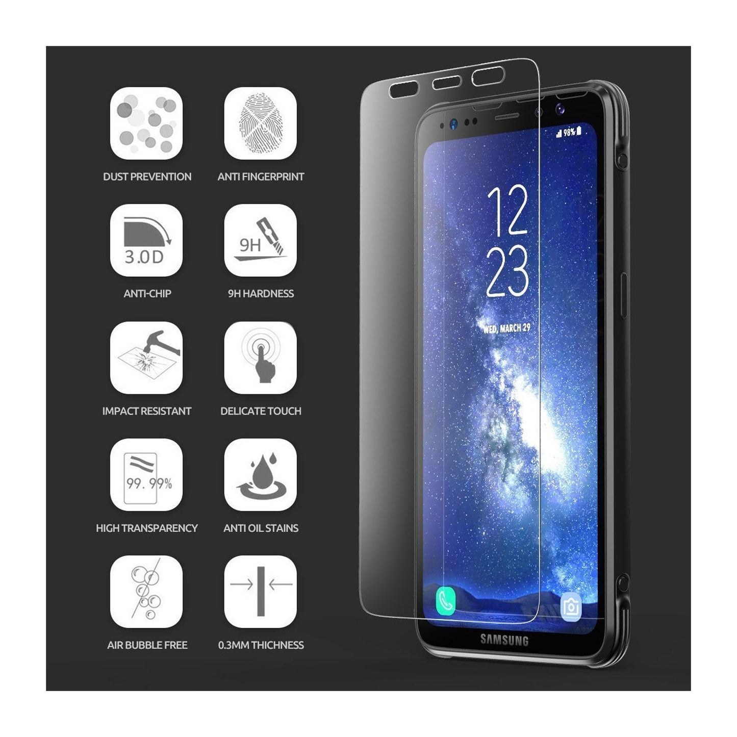 Galaxy S8 Active Tempered Glass Screen Protector (2 pack)-Clear