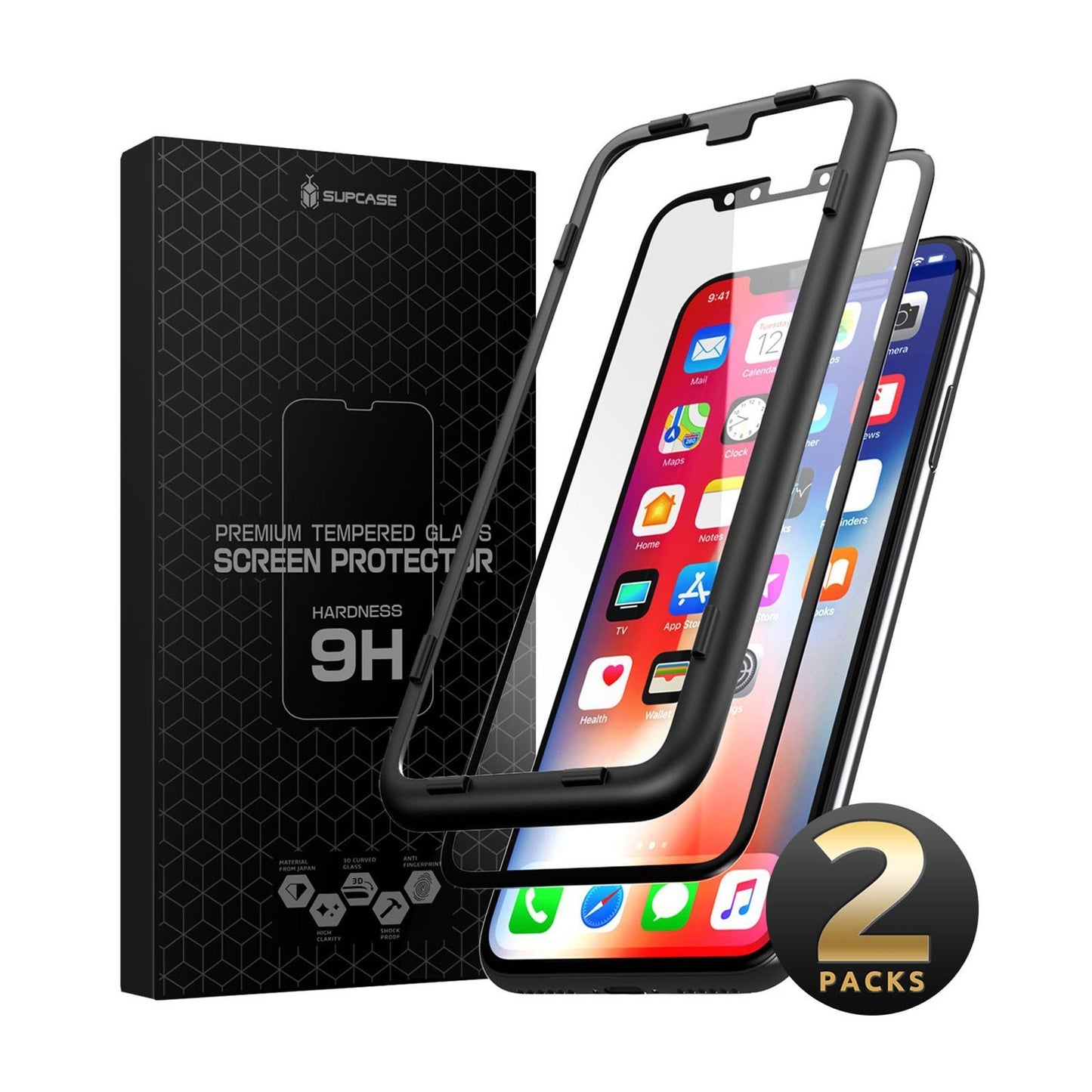 3D Glass Screen Protector (2 pack) for iPhone 6.5 inch 2018 and 2019-Clear