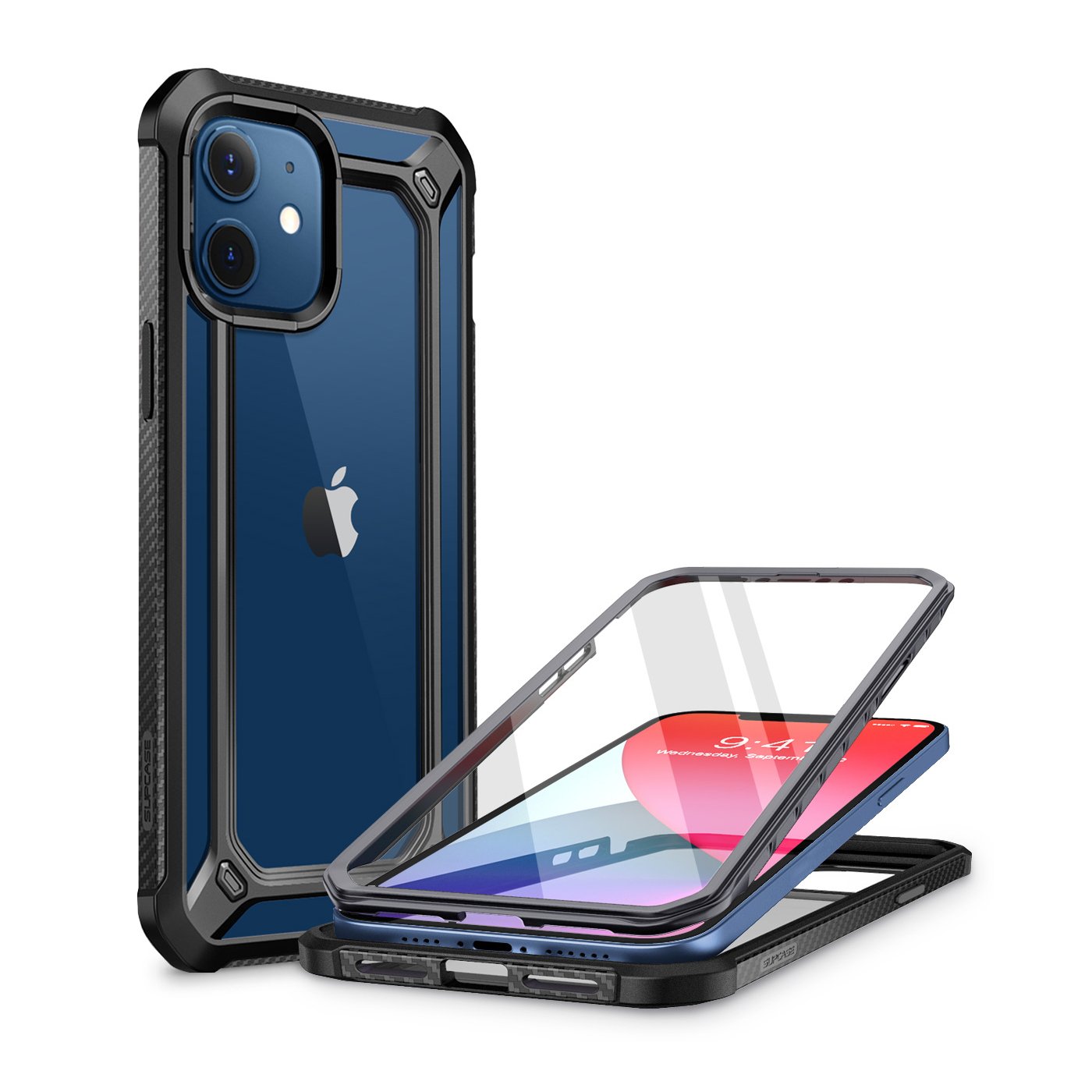 iPhone 12 mini 5.4 inch Unicorn Beetle Exo with Screen Protector Clear Case-Black