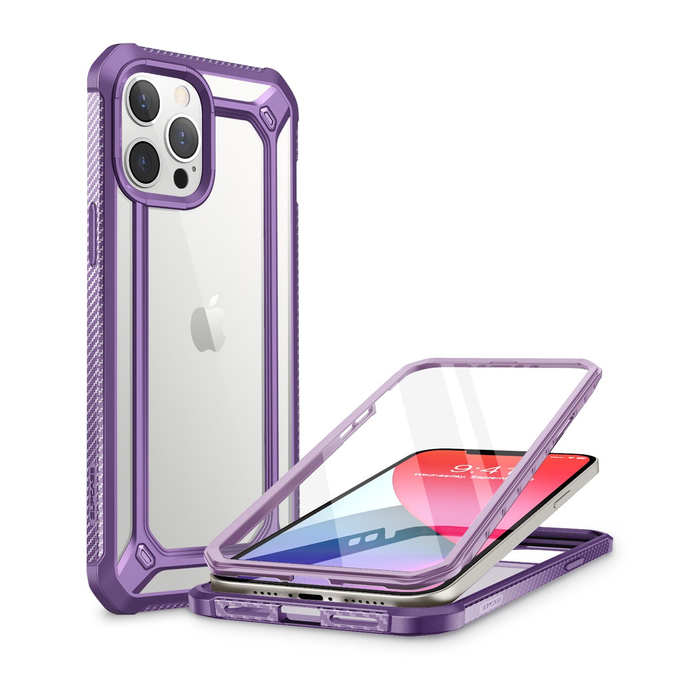 iPhone 12 Pro Max 6.7 inch Unicorn Beetle Exo with Screen Protector Clear Case-Purple