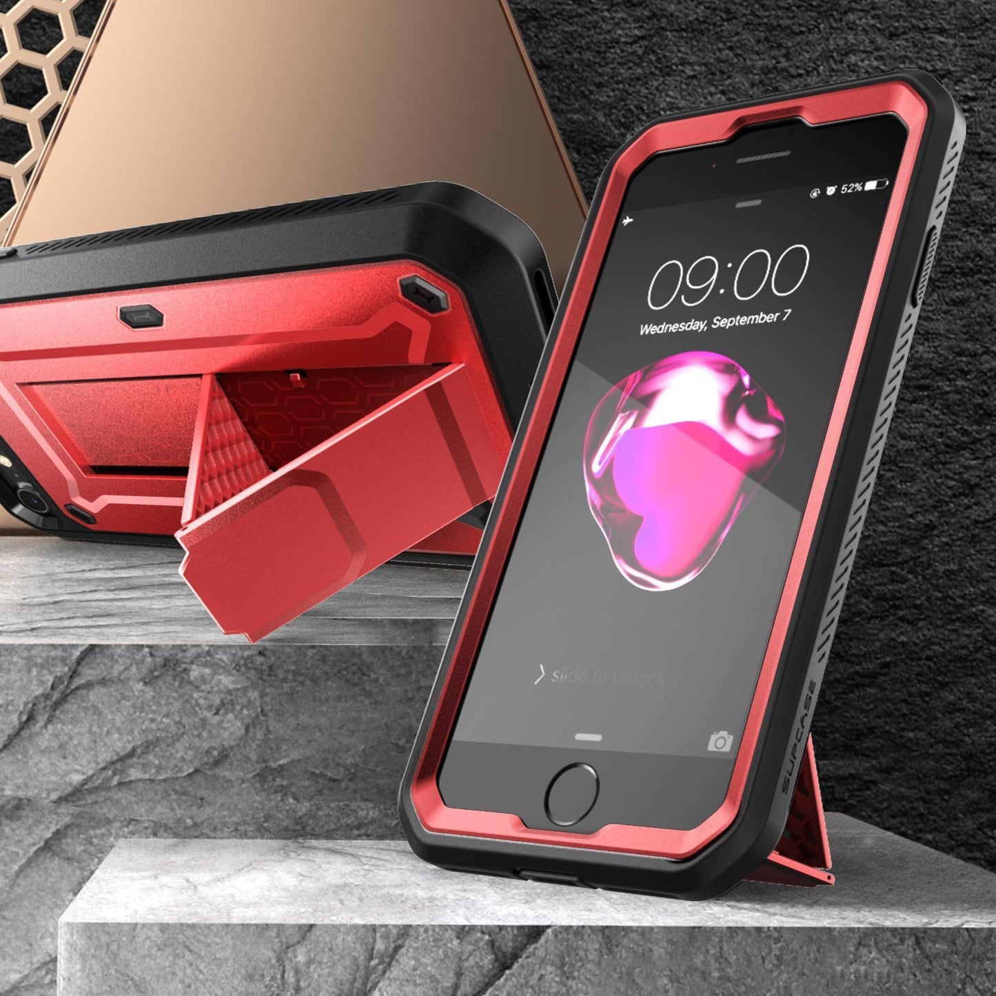 iPhone 7 / 8 Unicorn Beetle Pro Full-Body Case with Kickstand-Metallic Red