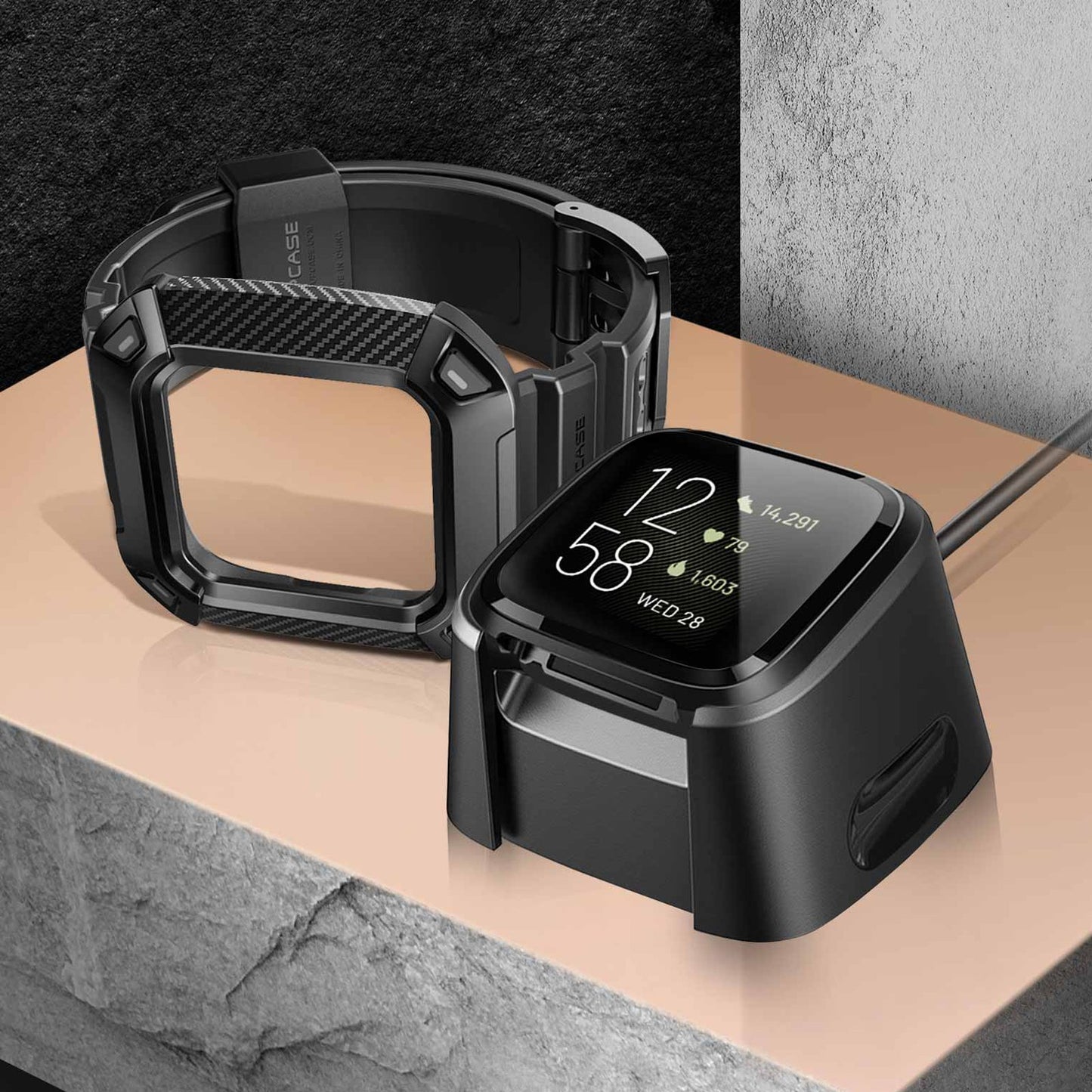 Fitbit Versa 3 Unicorn Beetle Pro Rugged Case-Black