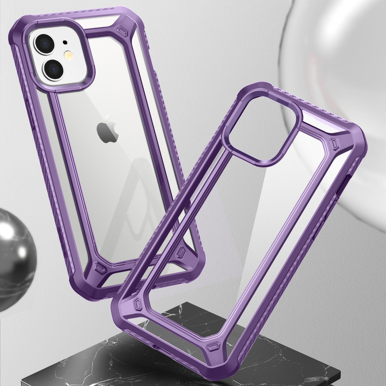 iPhone 12 6.1 inch Unicorn Beetle Exo Clear Case-Purple