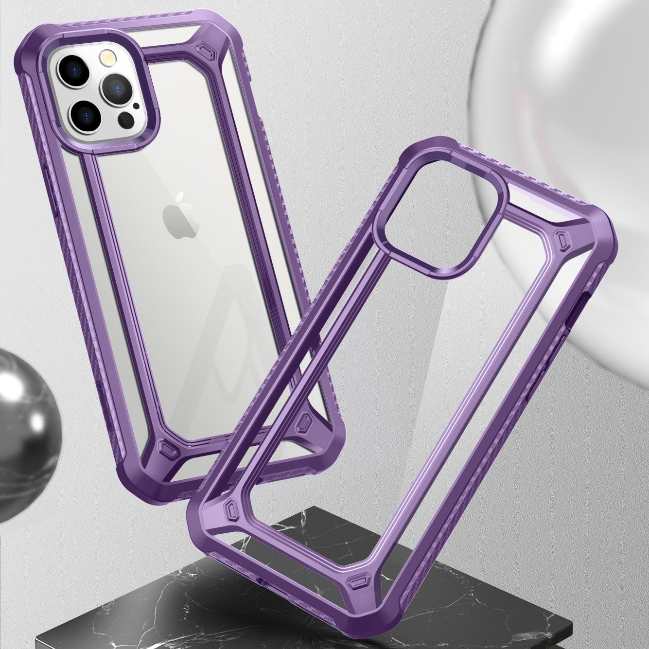 iPhone 12 Pro Max 6.7 inch Unicorn Beetle Exo Clear Case-Purple