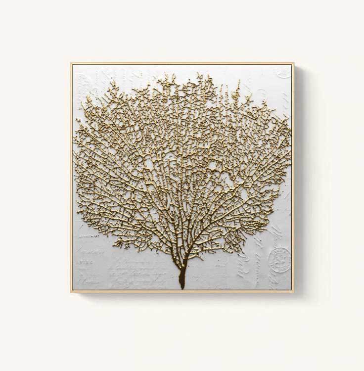 Abstract Golden Tree Pictures for Living Room No Frame