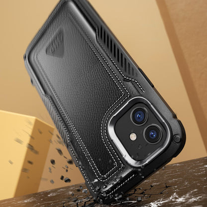 আইফোন ১২ ৬.১ ইঞ্চি ইউনিকর্ন বিটল রয়্যাল রাগড লেদার কেস-কালো