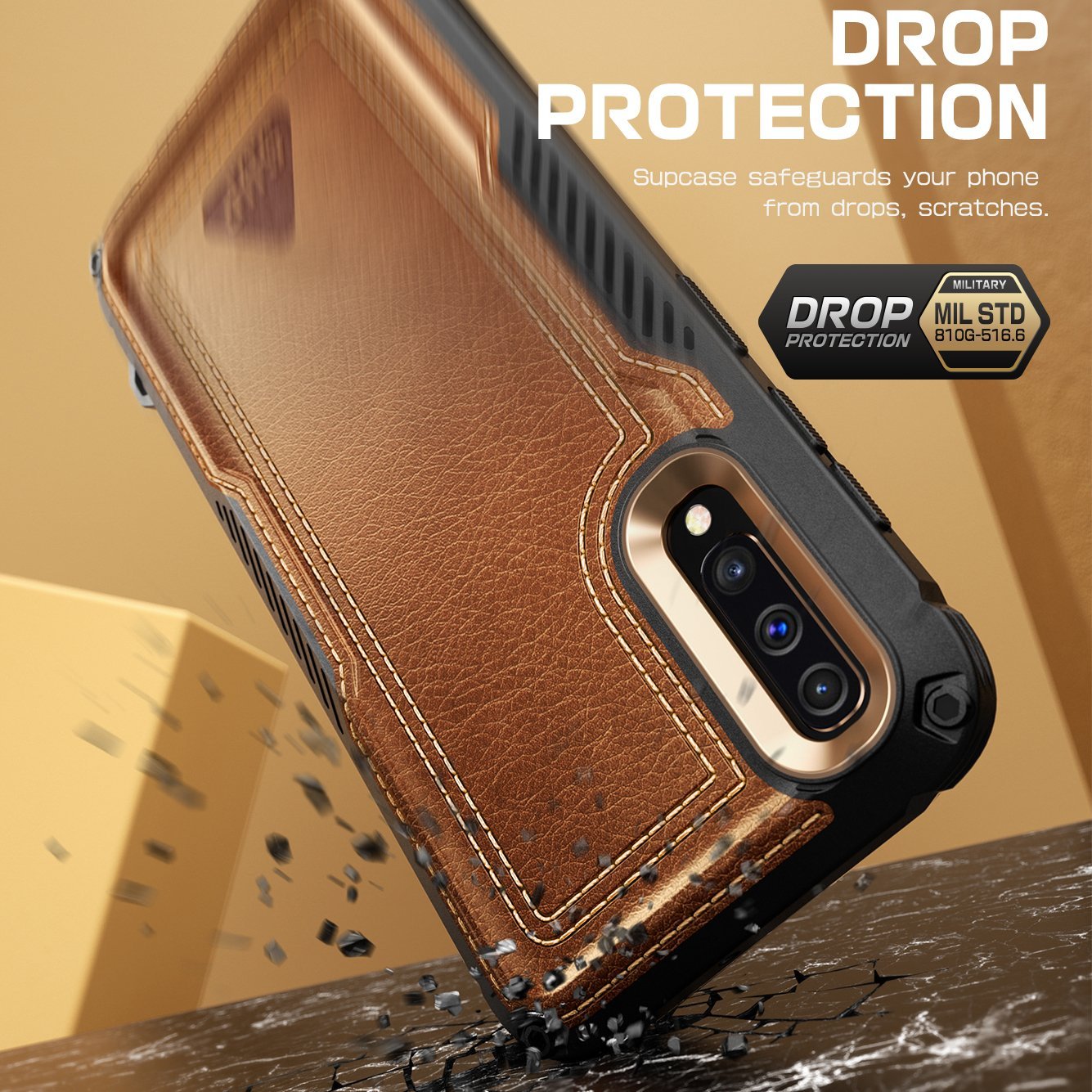 Galaxy A50 Unicorn Beetle Royal Leather Case-Brown