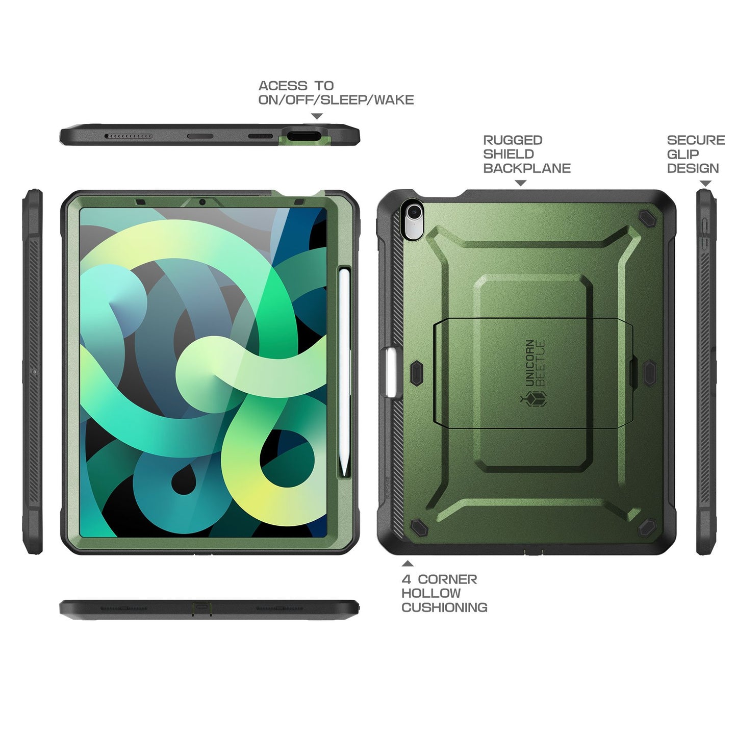 iPad Air 4 10.9 inch (2020) Unicorn Beetle PRO Rugged Case-Dark Green