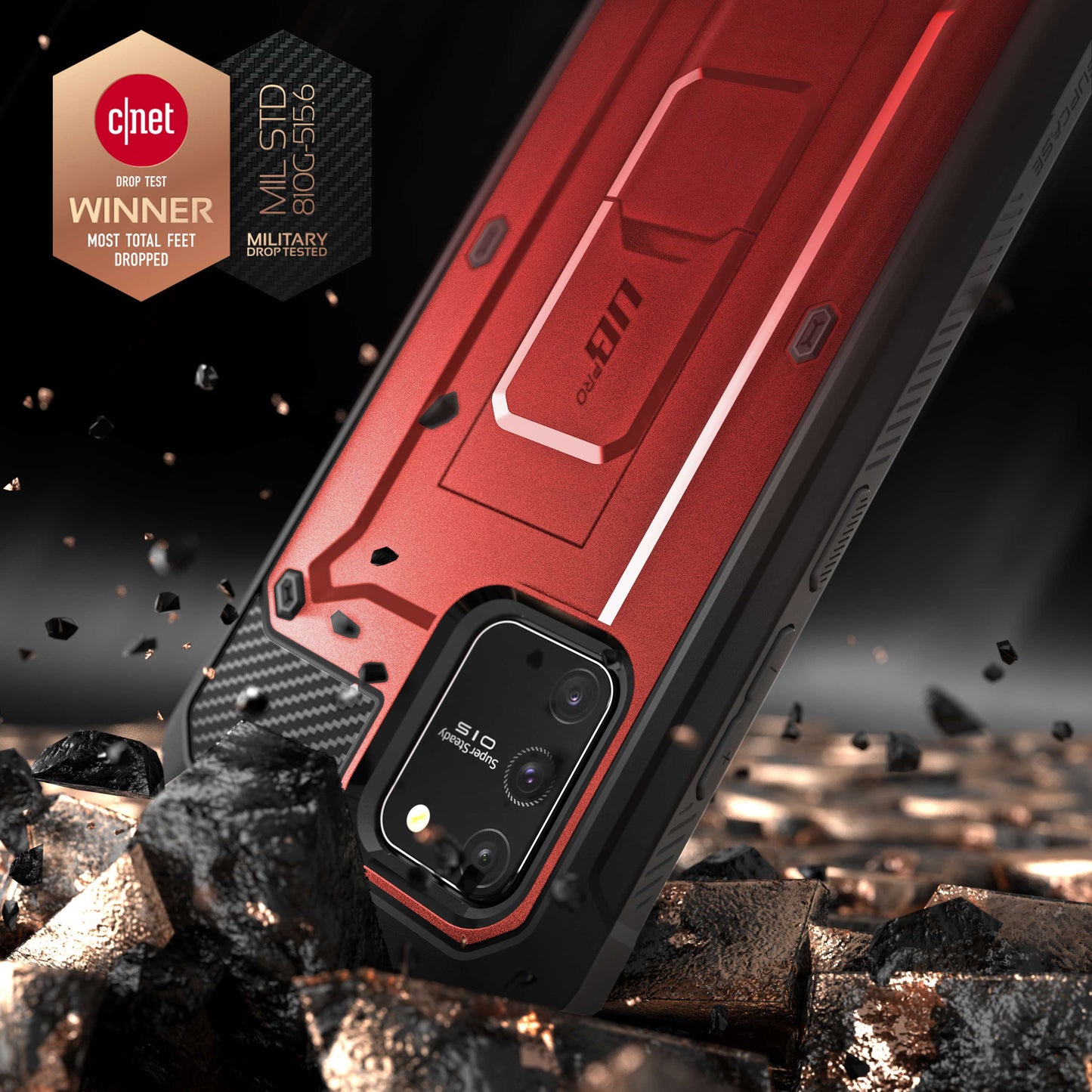 Galaxy S10 Lite Unicorn Beetle Pro Full Body Rugged Holster Case-Metallic Red