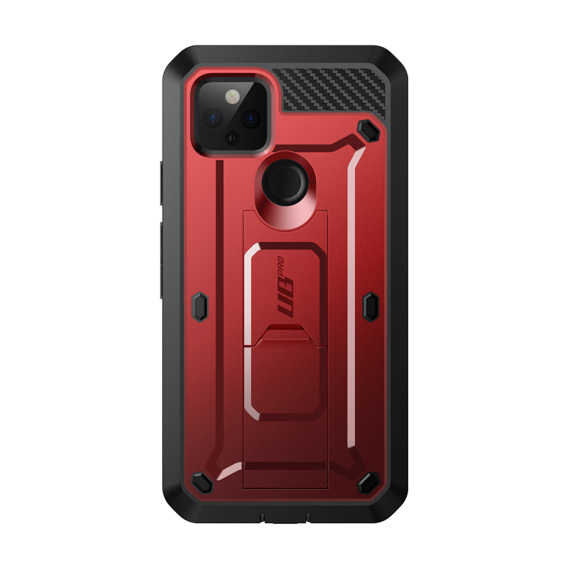 Google Pixel 5 (2020) Unicorn Beetle PRO Rugged Holster Case-Metallic Red