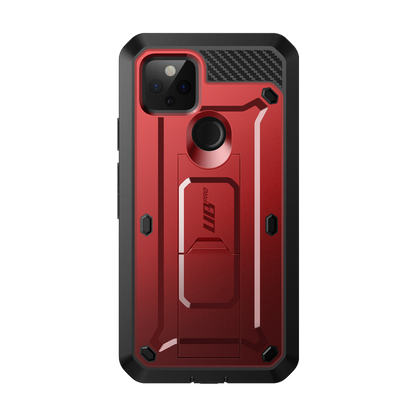 Google Pixel 5 (2020) Unicorn Beetle PRO Rugged Holster Case-Metallic Red