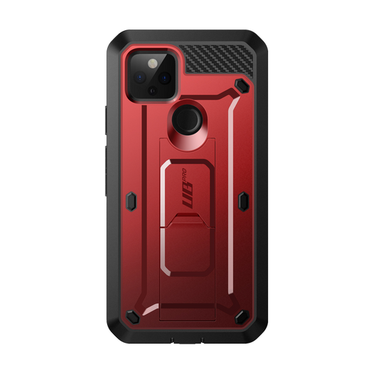 Google Pixel 5 (2020) Unicorn Beetle PRO Rugged Holster Case-Metallic Red