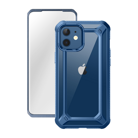 iPhone 12 6.1 inch Unicorn Beetle Exo with Screen Protector Clear Case-Blue