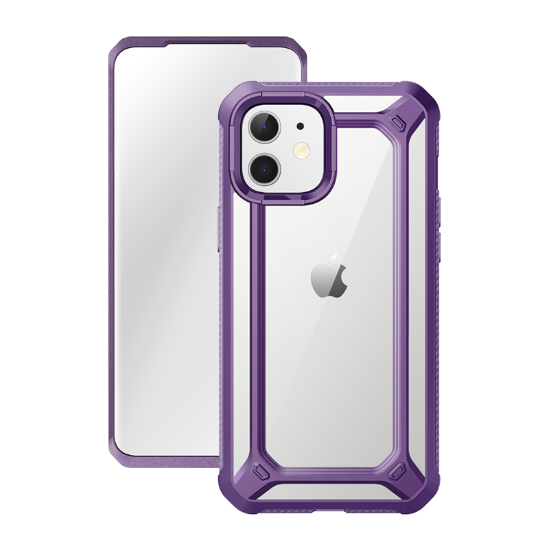 iPhone 12 6.1 inch Unicorn Beetle Exo with Screen Protector Clear Case-Purple