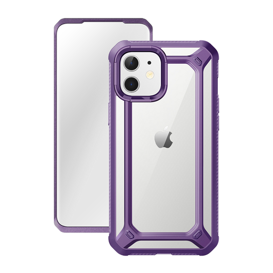 iPhone 12 6.1 inch Unicorn Beetle Exo with Screen Protector Clear Case-Purple