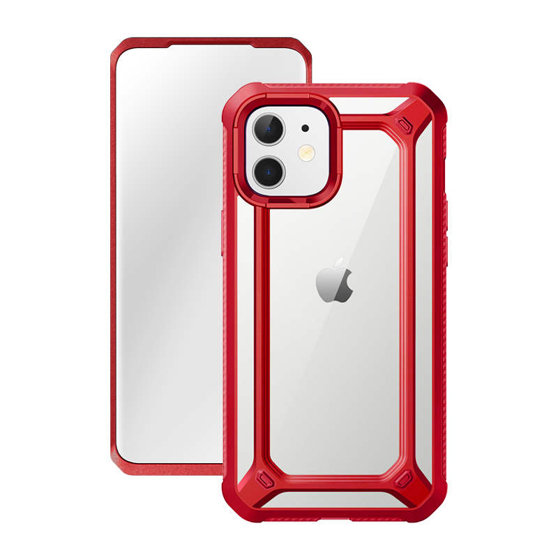 iPhone 12 6.1 inch Unicorn Beetle Exo with Screen Protector Clear Case-Red