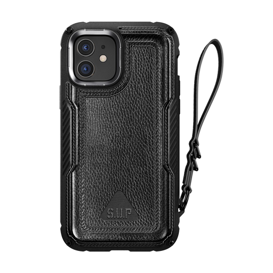 আইফোন ১২ ৬.১ ইঞ্চি ইউনিকর্ন বিটল রয়্যাল রাগড লেদার কেস-কালো