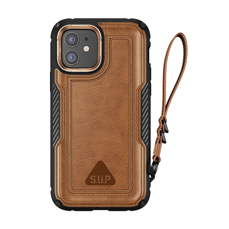 iPhone 12 6.1 inch Unicorn Beetle Royal Rugged Leather Case-Brown