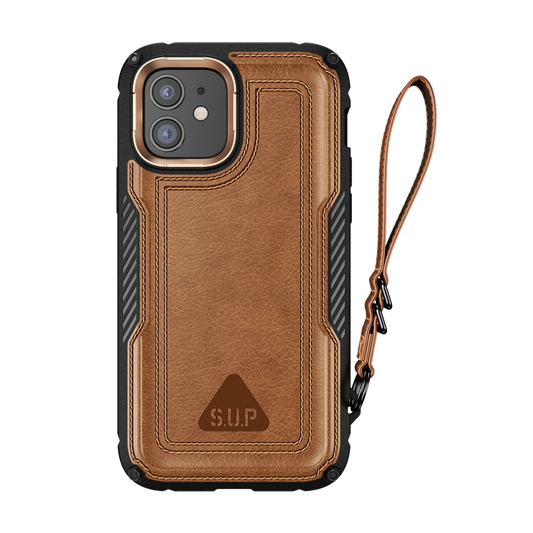 iPhone 12 6.1 inch Unicorn Beetle Royal Rugged Leather Case-Brown