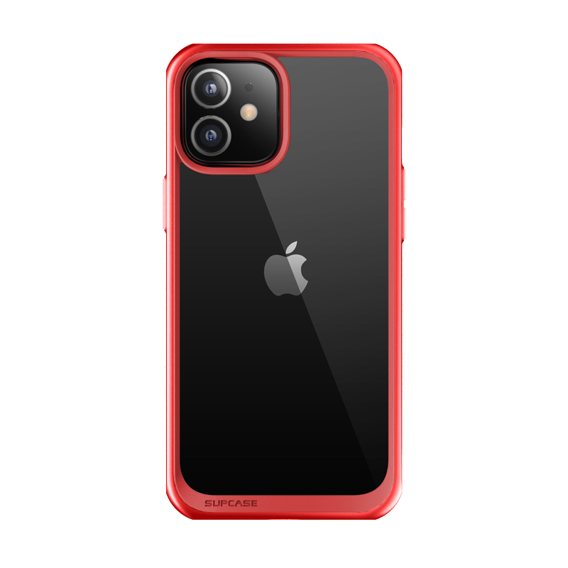 iPhone 12 6.1 inch Unicorn Beetle Style Slim Clear Case-Red