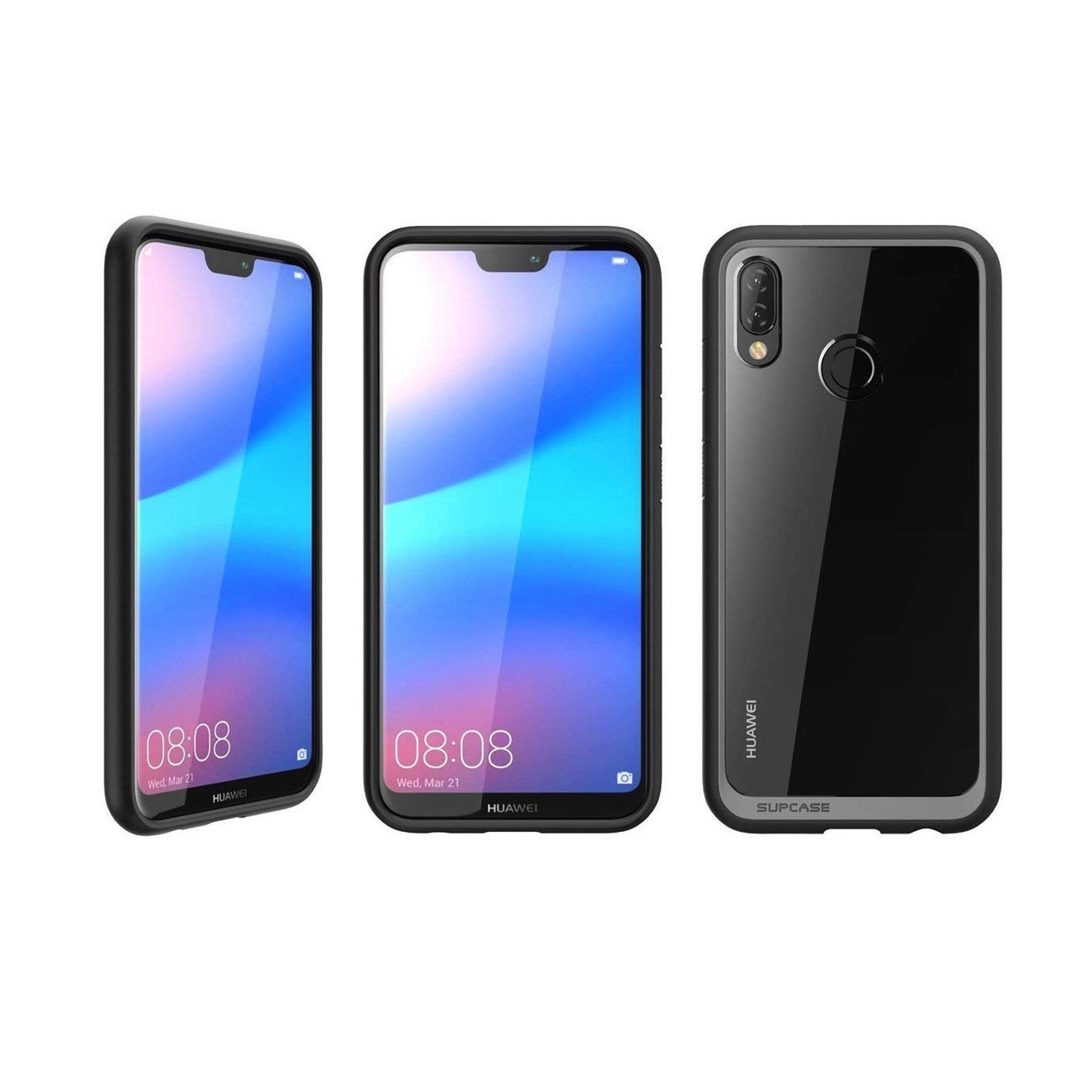 Huawei Nova 3i Unicorn Beetle Style Clear Bumper Case-Black