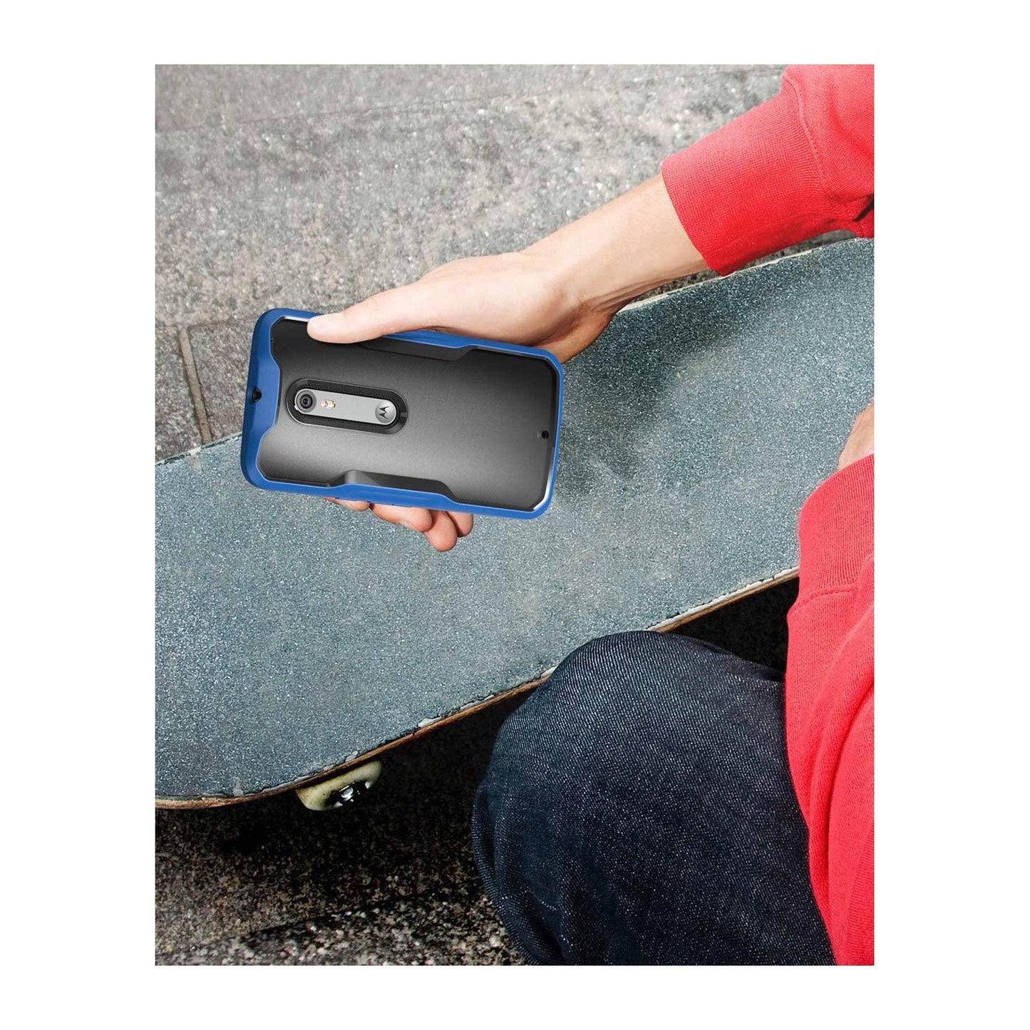 Motorola X Pure Unicorn Beetle Hybrid Protective Bumper Case-Blue