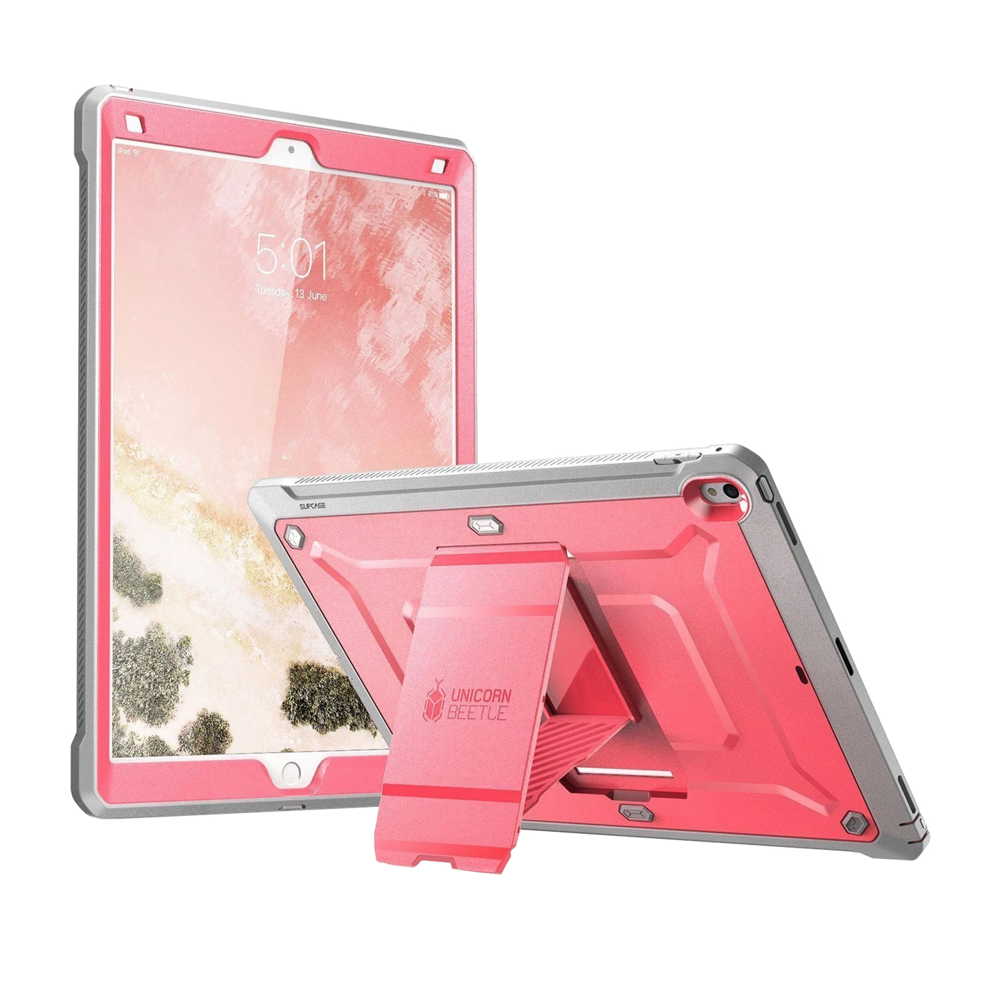 iPad Pro 12.9 in (2017) Unicorn Beetle Pro Rugged Case with Kickstand-Pink