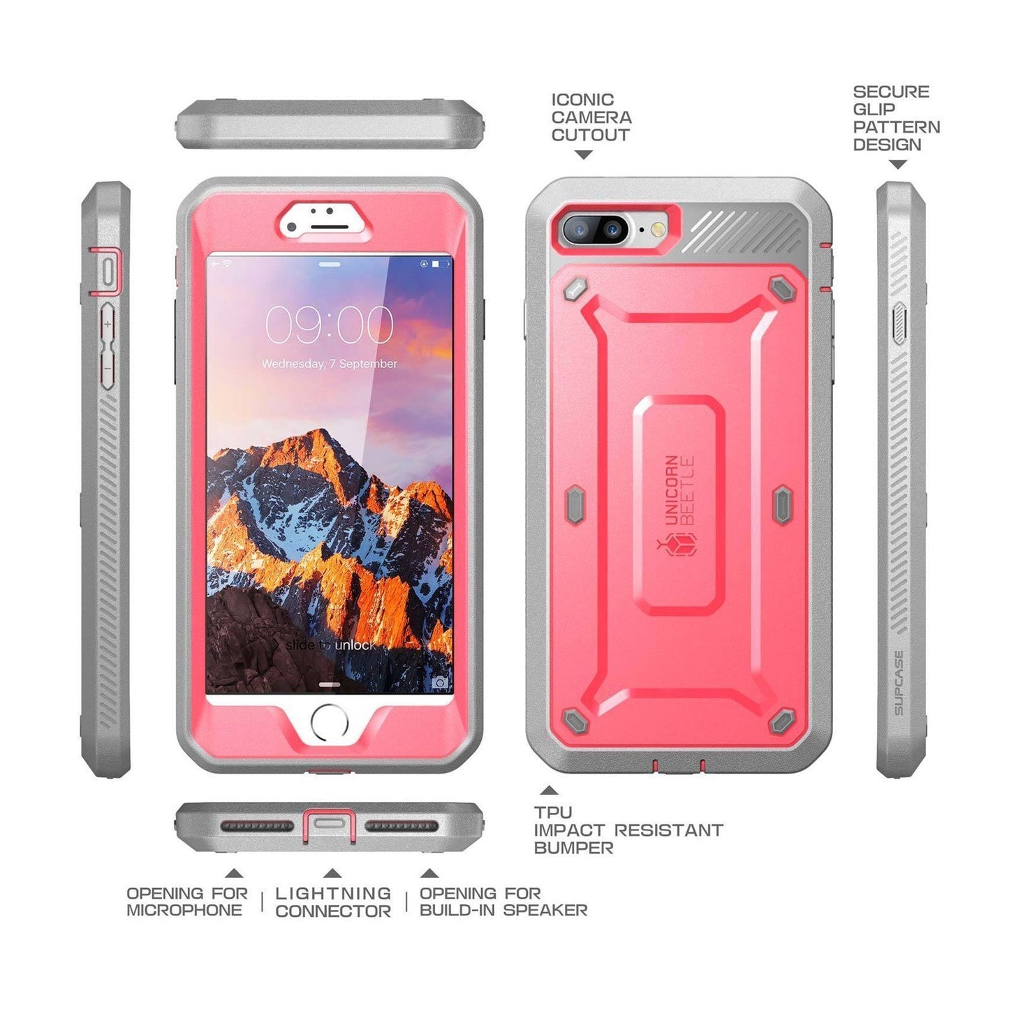 iPhone 7 Unicorn Beetle Pro Holster Case-Pink