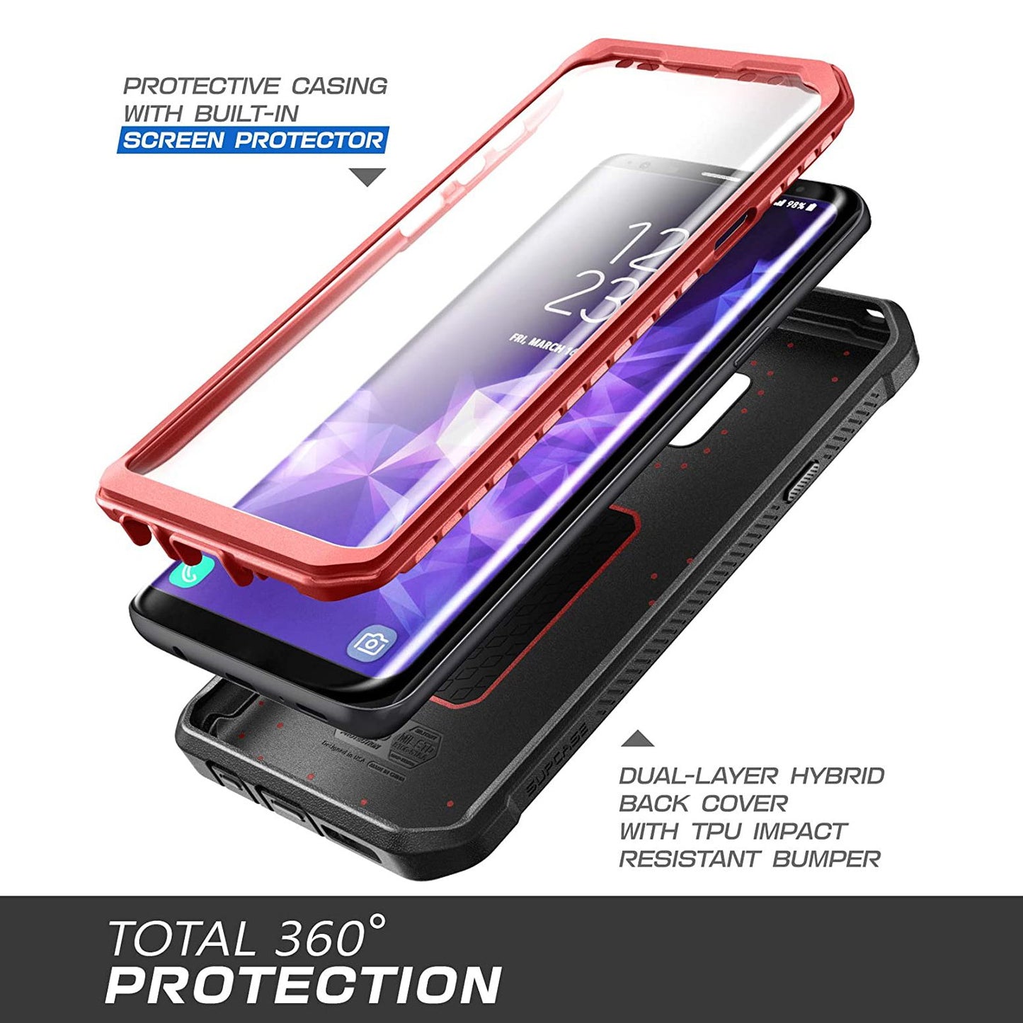 Galaxy S9 Plus Unicorn Beetle Pro Full Body Rugged Case-Metallic Red